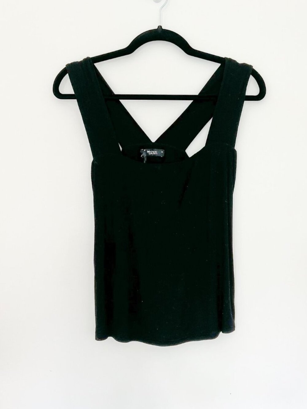 Michael Lauren Crossover Strap Tank Top Black NWT